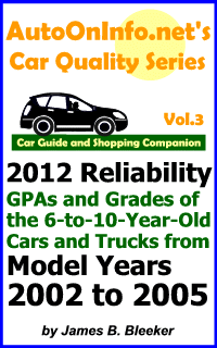 Icon of AutoOnInfo.net’s Car Quality Series, Volume 3: Car Guide and Shopping Companion: The 2012 Reliability GPAs and Grades of the 6-to-10-Year-Old Cars and Trucks from Model Years 2002 to 2005